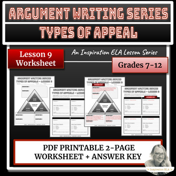 Preview of Worksheet - Types of Appeal for Argument Writing Lesson #9