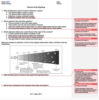 Worksheet - Universe & the Big Bang *Editable* (w/ ANSWERS EXPLAINED)