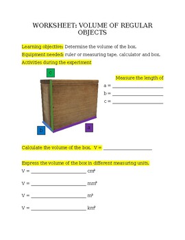 Preview of Worksheet: Volume of regular objects