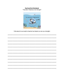 Preview of Worksheet | Write About How an Adult or Teacher Has Helped You | Big Head Bob