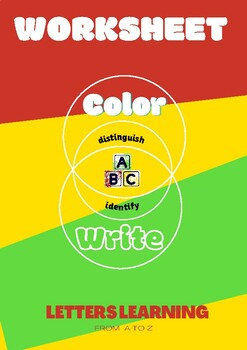 Preview of Worksheet alphabets color write distinguish,cursive writing for Beginning A to Z