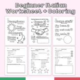Beginner Italian Worksheet and Coloring Packet Bundle | Co