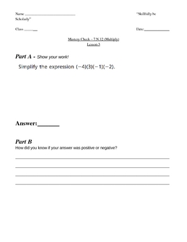 Preview of Worksheet and Online Lesson: Add, Sub, Multip, and Div Integers