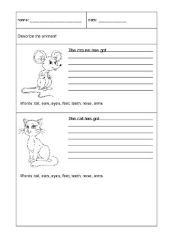 Worksheet describe the animals by ricksbox | Teachers Pay Teachers