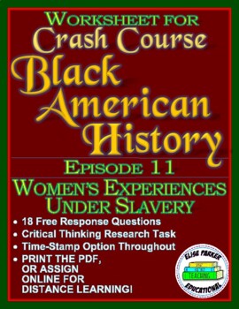 Preview of Worksheet for Crash Course Black American History Ep. 11: Women & Slavery