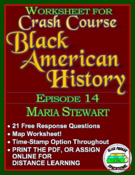 Preview of Worksheet for Crash Course Black American History Ep. 14: Maria Stewart