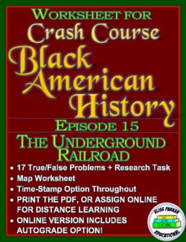 Preview of Worksheet for Crash Course Black American History Ep. 15: Underground Railroad