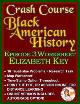 Preview of Worksheet for Crash Course Black American History Ep. 3: Elizabeth Key