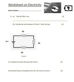 Worksheet on Electricity