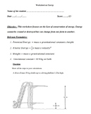 Worksheet on Energy Conservation with Answer key