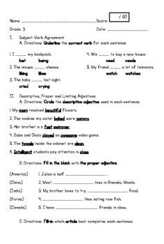 Preview of Worksheet - Verbs, Adjectives, Adverbs, Articles, Prefixes and Suffixes