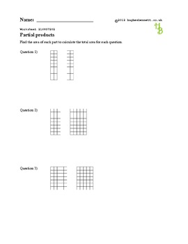 Preview of Worksheet to practice partial products and the distributive property