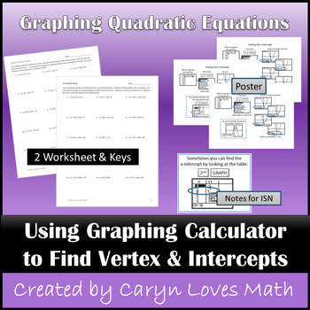 Vertex Of Quadratics Equation X Y Interceptsgraphing Calculatorposter