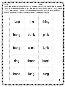 Worksheet/activities set for words endings -ng and -nk | TpT