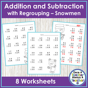 Worksheets • 2-Digit Addition & Subtraction with Regrouping • Winter ...