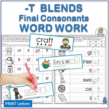 Preview of Worksheets & Activities to Help Kids Master Consonant Blends - T Ending Blends