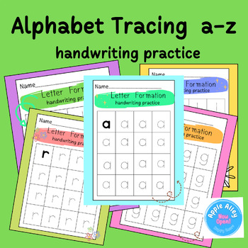 Preview of Worksheets Alphabet Tracing  a-z Correct Letter Formation Handwriting Practice.
