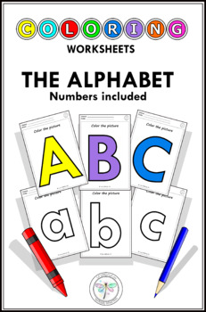Preview of Worksheets Coloring The Alphabet Numbers included 0 to 10