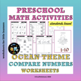 Worksheets Compare Numbers 1-10 Ocean theme