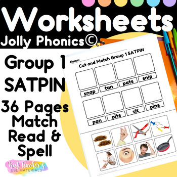 Preview of Worksheets Jolly Phonics© Aligned Group 1 SATPIN real photo no prep editable
