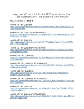 Preview of Worksheets/Keys, Macro Unit 4 Modules 4.1-7, Krugman AP Economics for AP Course