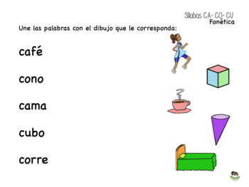 Preview of Worksheets- Link words and pictures- "CA-CO-CU" syllables- 2