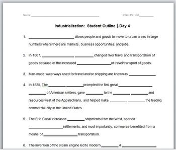 INDUSTRIALIZATION:Worksheets-Student Outline Use_w/PowerPoint