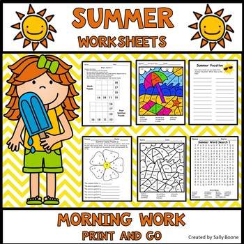 Worksheets Print and Go Summer Theme by Sally Boone | TPT