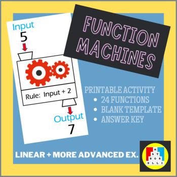 Preview of Function Machines Worksheets (Simple and More Advanced Functions)