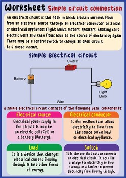 Preview of Worksheets and exercises Simple Circuit Connections for Kids Grades 4-9,science