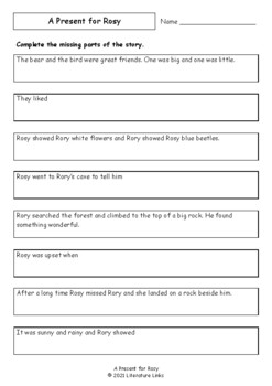 Worksheets for A PRESENT FOR ROSY by Jonathan Emmett - Comprehension ...