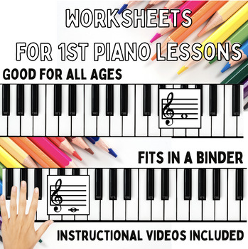 Preview of Worksheets for First Piano Lessons 75 pages + bonus poster