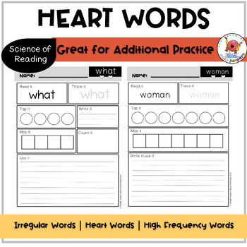 Preview of UFLI Heart Words | UFLI Irregular Words | High Frequency Words | Worksheets