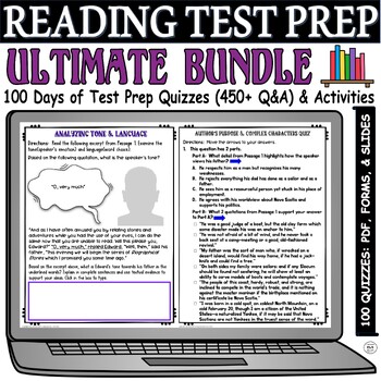 Preview of Worksheets for High School Reading Comprehension Passages Standardized Test Prep