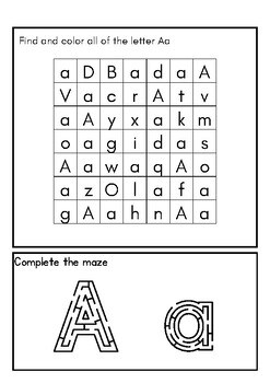 Worksheets for Preschool & Kindergarten Tracing and maze puzzle A-Z