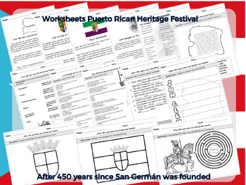 Preview of Worksheets for Puerto Rican Heritage Week - San Germán Foundation