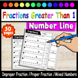 Worksheets for Representing Fractions Greater Than 1 on a 