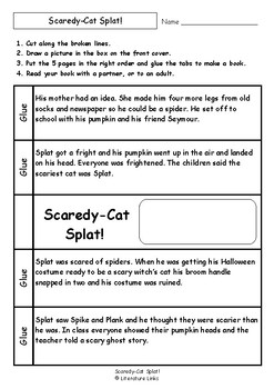 Scaredy-Cat Splat! Halloween Read Aloud Book Companion Reading  Comprehension Worksheets