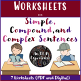 Worksheets for Simple, Compound, and Complex Sentences