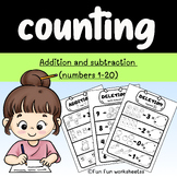Worksheets for adding and subtracting numbers1-20/animals/
