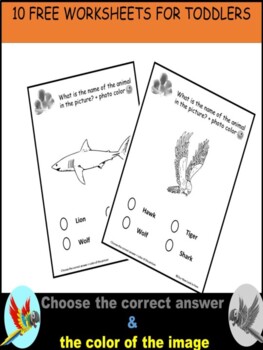 Preview of Worksheets for kids, choose the answer + coloring the pictures