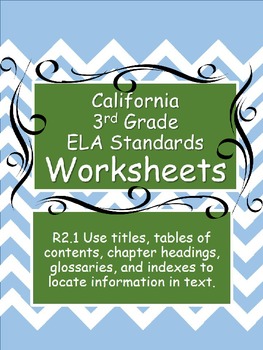 Preview of Worksheets on Book Title, Table of Contents, Inference, Glossary 3rd Grade Level