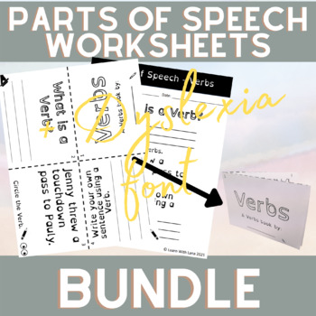 Preview of Worksheets on Parts of Speech + Dyslexia Font