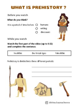 Preview of Worksheets on Prehistory | Educational Video for Kids