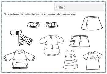 Worksheets with Seasonal Clothes by Grumpy Dumpling | TpT