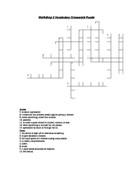 Workshop 2 (Killer Plagues) Vocabulary Crossword Puzzle by read180 lady