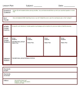 Preview of Workshop Lesson Plan Template