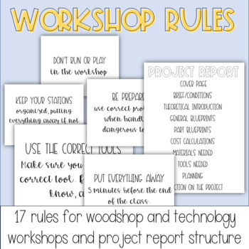 Preview of Workshop rules printable posters for technology classes