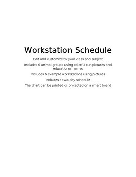 Workstation Centers Schedule Chart by The Tuggle House | TPT