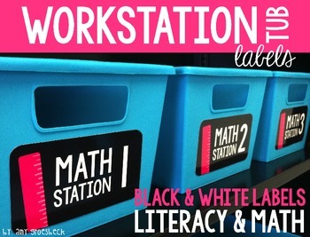 Preview of Workstation Tub Labels – Literacy & Math
